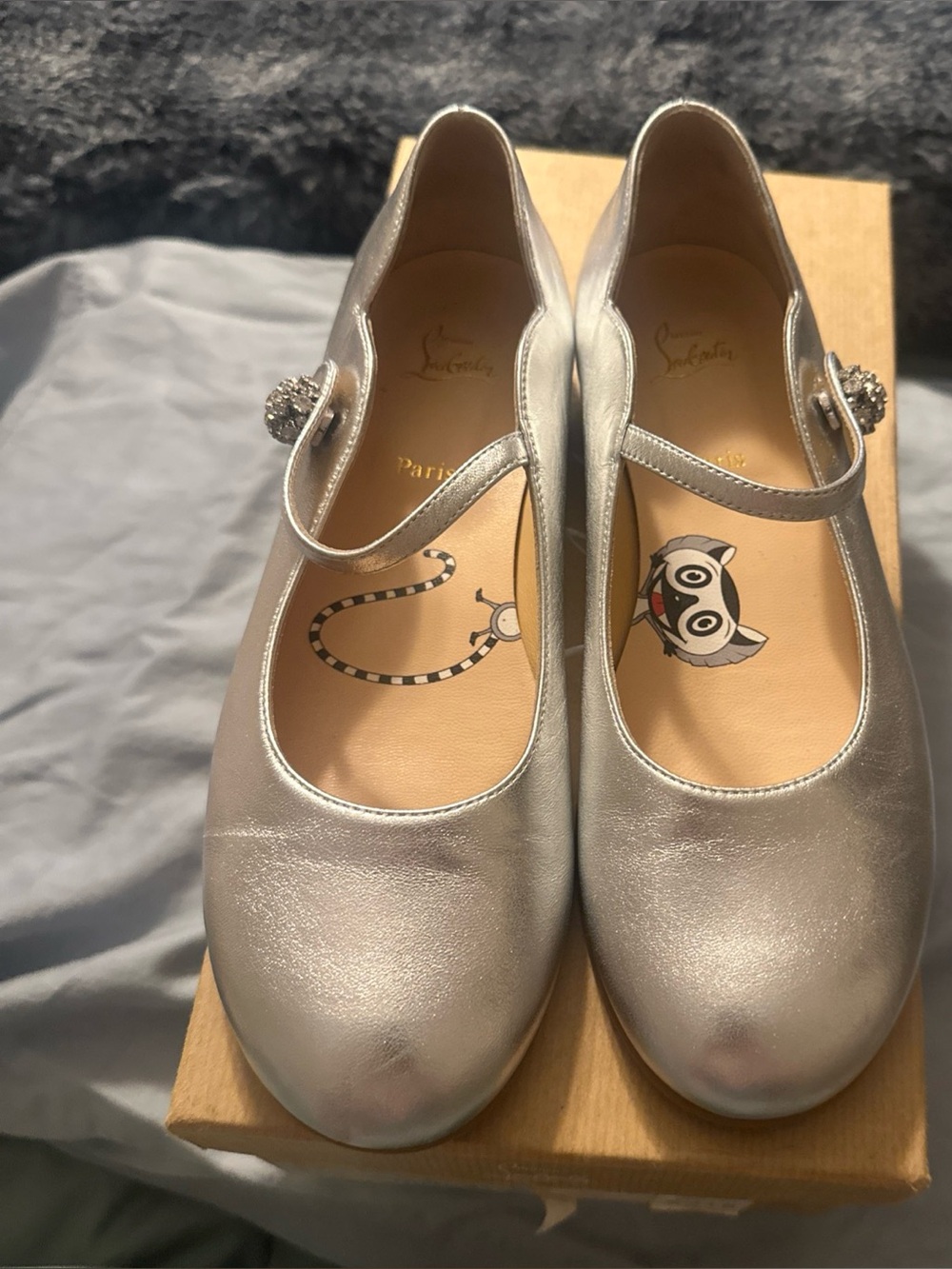 Christian Louboutin Girls Silver Mary Jane Dress Shoes